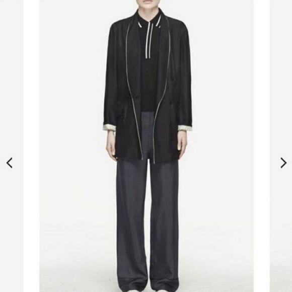 Rag + Bone Gabrielle Silk Jet Black Blazer 0 - Picture 1 of 8